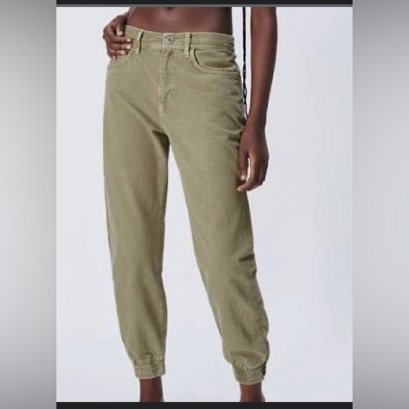 ZARA DENIM JOGGERS!!! Size medium and an off gray color :) NEVER WORN OR WASHED! - Picture 1 of 4